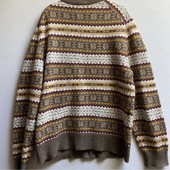 Le 31 Par Simons Visions Lambswool jacquard zip up knit sweater cardigan Sz L - Picture 2 of 10